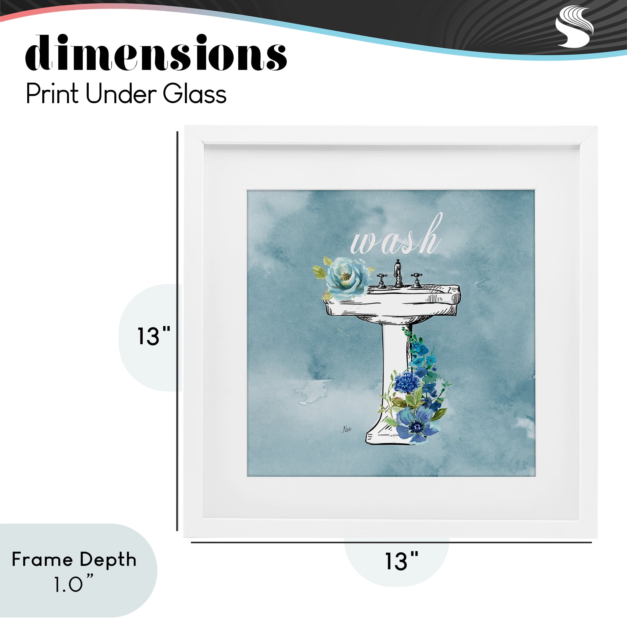 Stupell Industries Floral Bathroom Rules Wash White Framed Print Under Glass, design by Nan