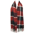 thumbnail image 3 of Wrapables® Plaid Print Long Winter Warm Scarf and Beanie Hat Set, Navy / Wine + Black Beanie, 3 of 7