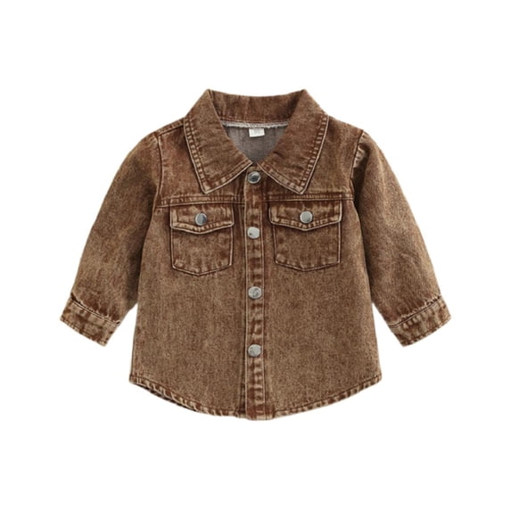 Esaierr Toddler Baby Boy Denim Jacket Cotton Long-Sleeved Pocket Button Denim Clothing for 4-8T