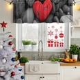 thumbnail image 5 of Red Love Heart Stone Curtain Valances for Windows, Kitchen Valance Window Treatments Panel 2 Pack, Mondern Abstract Art Stones Rod Pocket Short Curtains for Bathroom Bedroom 42 x 12 Inch, 5 of 8
