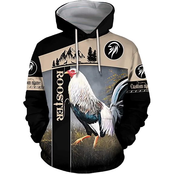Personalized Rooster Hoodie for Men Unisex 3D Unisex Hoodie, T Shirt, Zip Up Hoodie, Sweatshirt for Men Women HD781 Multicolor (S)