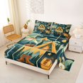 thumbnail image 2 of Manfei Rustic Rv Queen Sheets,Vintage Tent Pattern Queen Sheet Sets,Green,4-Piece,1 Flat Sheet, 1 Fitted Sheet and 2 Pillowcases, 2 of 6