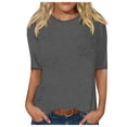 thumbnail image 1 of T-shirts Grande Taille pour Femmes Col Rond Manches 3/4 Blouse Imprimée Confortable Hauts Femmes Tendance Gris TG, 1 of 4