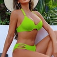 thumbnail image 7 of Women's Tankini Swimsuits Women Solid Color Backless Strap Bikini Swimsuit Green,M, 7 of 7