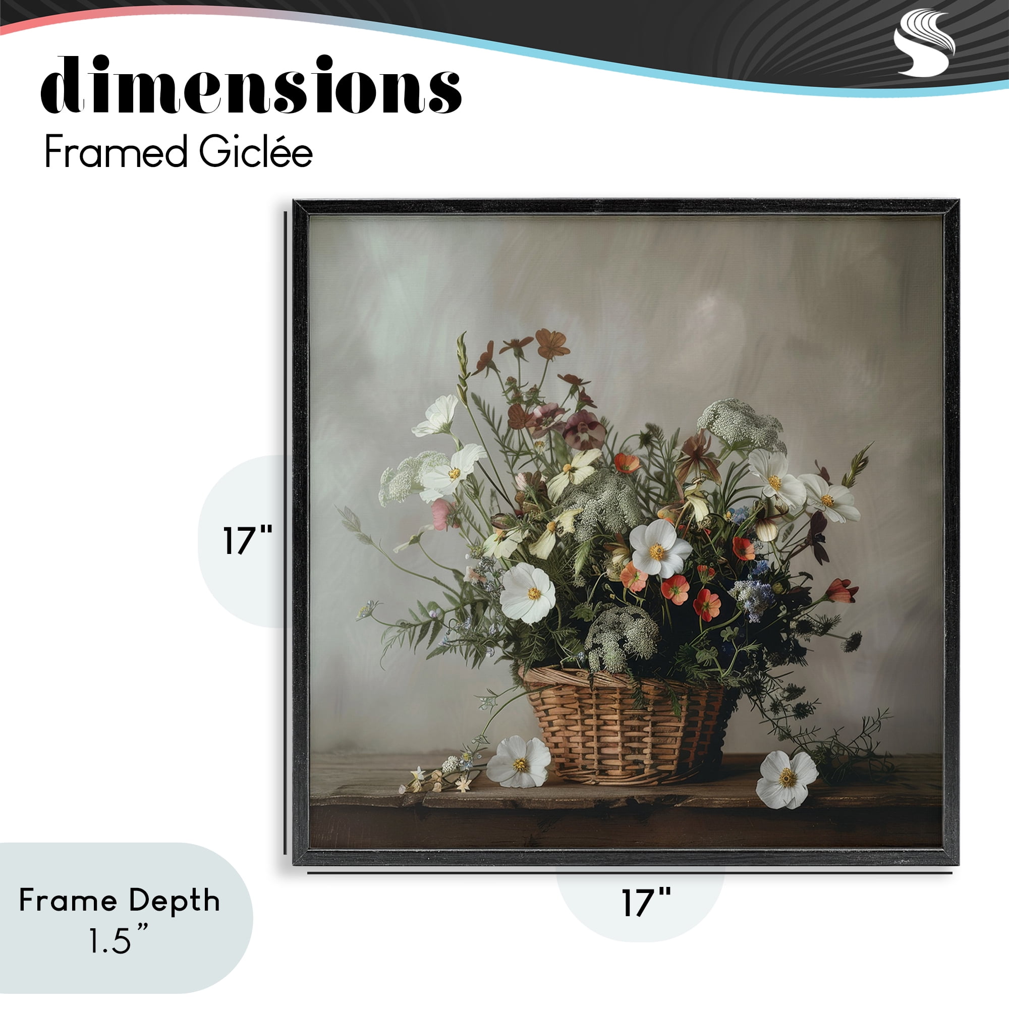 Stupell Industries Flowers In A Basket Arrangement Black Framed Giclee Art, design by Lazar Studio