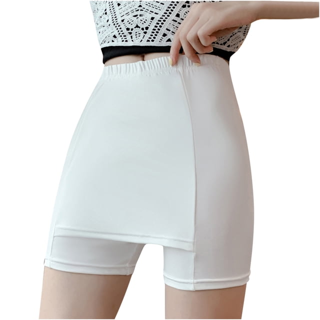 FAIWAD Double Layer Front Crotch Shorts for Womens High Waist Seamless Stretch Safety Shorts