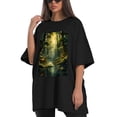 thumbnail image 4 of Plus Size Shirt for Women Oversized Black Tops for Women Short Sleeves Shirt for Women Valleys T Shirt Crewneck Shirt for Women M, 4 of 5