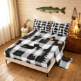 thumbnail image 2 of Manfei Woodland Bear Bed Sheets, Cottage Adventure Full Size Sheets, White Black, 4-Piece, 1 Flat Sheet, 1 Fitted Sheet and 2 Pillowcases, 2 of 6