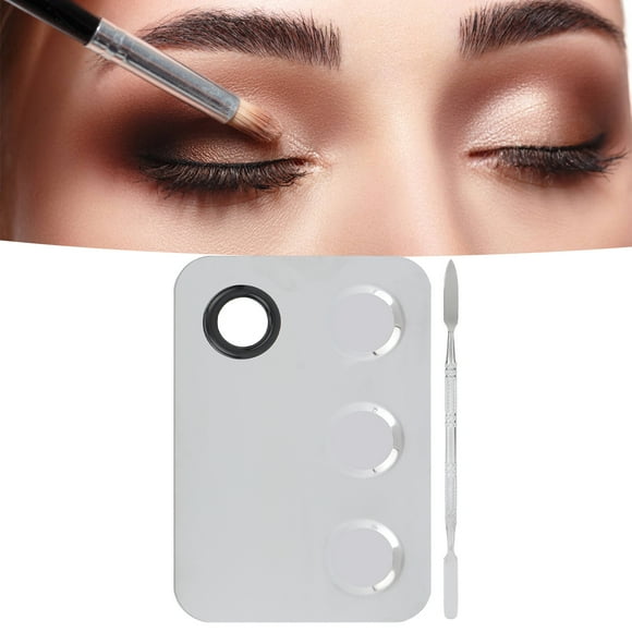 Spptty Cosmetic Mixing Plate Stainless Steel Makeup Professional Rectangle Shape Slotted Pigment Blending Palette With Spatula,Pigment Blending Palette,Mixing Plate Tools