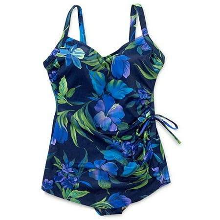 Women's Plus Floral Side-Tie Swim Dress