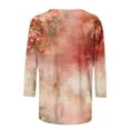 thumbnail image 5 of Taqqpue Womens 3/4 Length Sleeve Tops Fall Dressy Casual Floral Printed Crew-Neck Half Sleeve Button T Shirt Loose Fit Plus Size Blouse Tops, 5 of 7