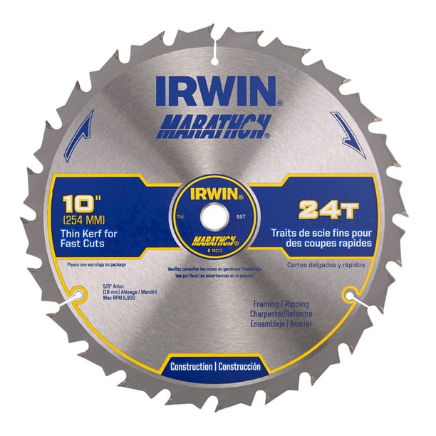 Hoja de sierra circular IRWIN Marathon, 25,4 cm, 24 T, 1 paquete