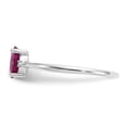 thumbnail image 3 of 10K White Gold Ring Band with Stones (07) July Ruby Oval Red Diamond Round, Size 5, 3 of 5