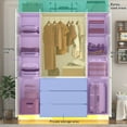 thumbnail image 5 of ChVans 75" Tall 4 Doors Armoire Wardrobe Closet with 3 Drawers and Mirror, Large Wardrobe Closet for Bedroom with LED Lights, Wooden Armoire Storage Cabinet with Hanging Rod, White, 5 of 8