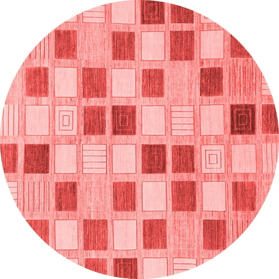Ahgly Company Indoor Round Checkered Red Modern Area Rugs, 7' Round