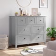 thumbnail image 1 of Commode à 7 Tiroirs pour Chambre, Grand Commode Moderne avec Pieds Robustes, Organisateur de Rangement en Bois pour Garde-Robe pour Salon, Entrée, Couloir, Gris, 1 of 8