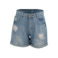 thumbnail image 4 of Distressed Jean Shorts Women, Audhol Women's High Waisted Denim Shorts Casual Ripped Summer Hot Short Jeans Distressed Jeans Shorts with Pockets Stretch Denim Shorts Women Blue XL, 4 of 9