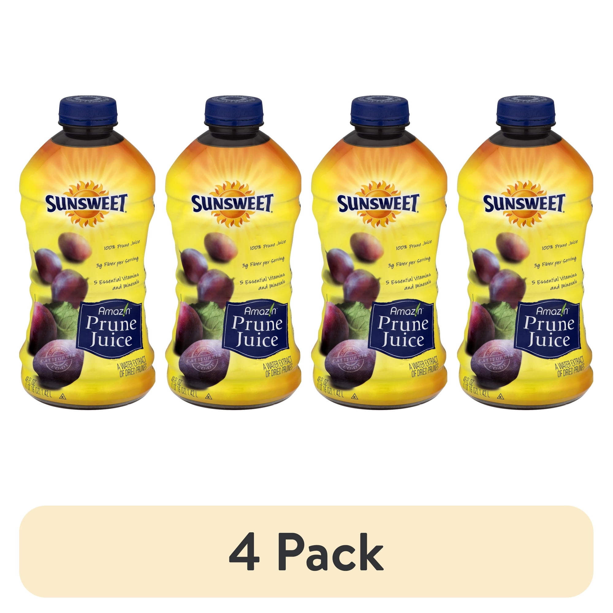 (4 pack) Sunsweet Amazin Prune Juice, 48 fl oz
