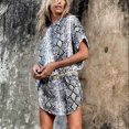 thumbnail image 2 of Mini vestido de playa con estampado de moda para mujer, Mini vestido de vendaje con cinturón de media manga y cuello sesgado Pompotops ghjkhdj12684, 2 of 9