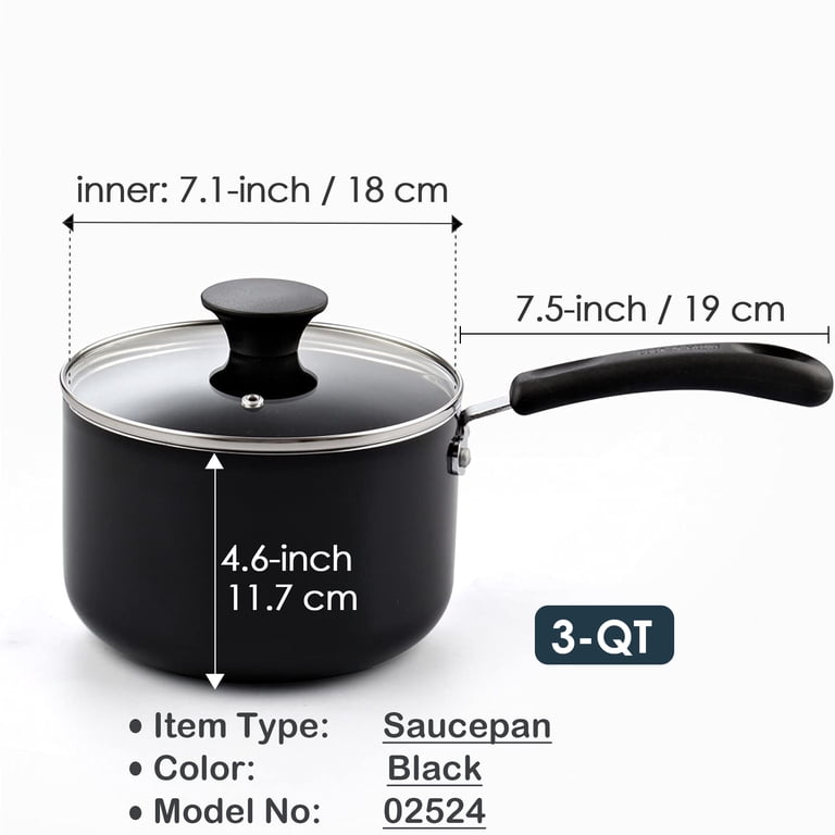 Cook N Home 3-Quart Nonstick Aluminum Sauce Pan with Glass Lid photo 5