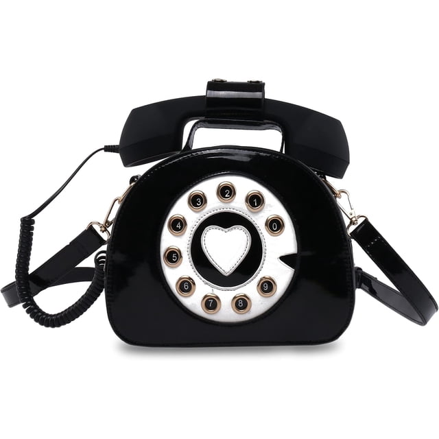LHSHIDU Fozehlad Novelty Telephone Shaped Shoulder Bag Funny Retro Phone Crossbody Bag Totes Chain Purse