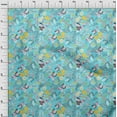thumbnail image 3 of oneOone Cotton Flex Aqua Blue Fabric Floral Sewing Material Print Fabric By The Yard 40 Inch Wide, 3 of 4