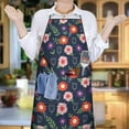 thumbnail image 6 of Pioneer Flower Floral Print Pattern Cotton Linen Apron with Pockets, Waterproof Adjustable, 33x27 Inch for Kitchen, Gardening, BBQ, Salon, 6 of 6