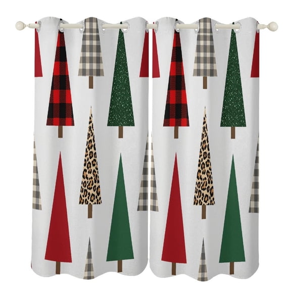 Christmas Tree Printing 2 Panels Blackout Curtains for Bedroom Living Room Drapes Kitchen Room Window Curtain Grommet