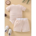 thumbnail image 3 of Baby Boy Girl Summer Outfits Short Sleeve Romper + Drawstring Elastic Shorts Set 2 Pieces, 3 of 9