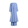 thumbnail image 4 of NMMUED Summer Two Piece Sets for Women Linen Outfits Women 2 Piece 2 Piece Lounge Set Women Gauze Sets for Women 2 Piece Matching Sets Women Clothing, Blue L, 4 of 5