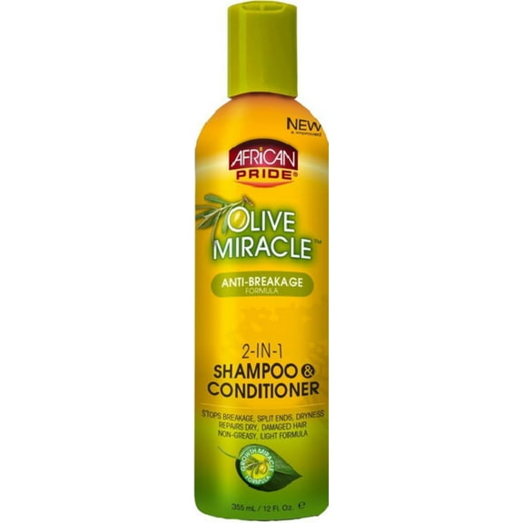 African Pride Olive Miracle 2-in-1 Shampoo & Conditioner 12 oz (Pack of 2)