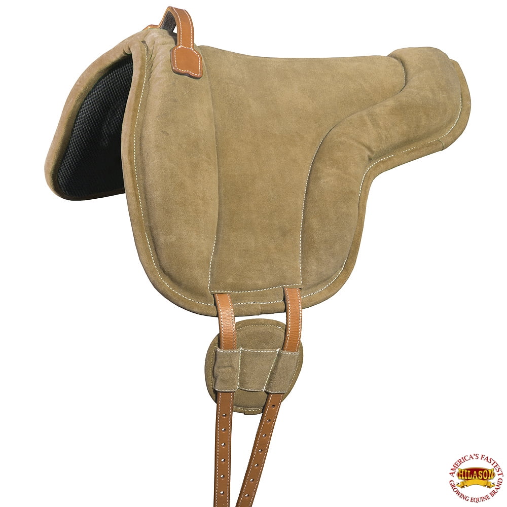 Hilason Horse Bareback Saddle Pad Anti Slip Base Suede Leather Tan