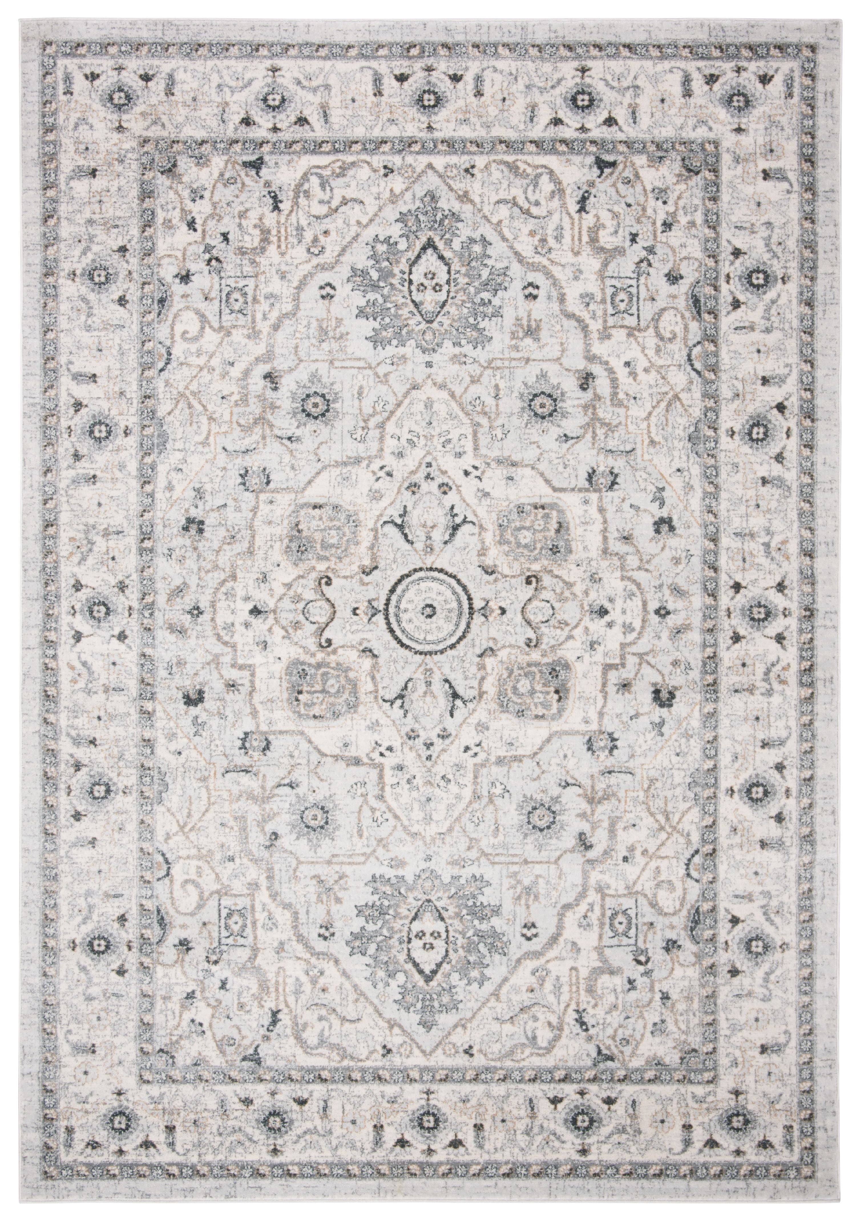 SAFAVIEH Glamour Cionadogh Distressed Floral Wool Area Rug, Blue/Ivory, 4' x 6'
