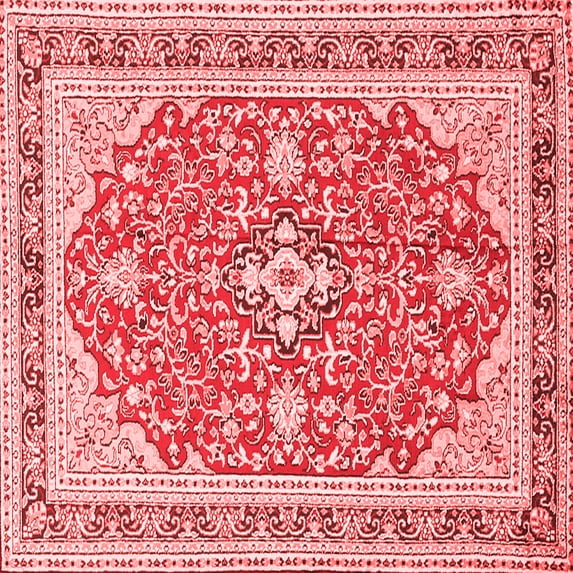 Ahgly Company Indoor Square Medallion Red Traditional Area Rugs, 8' Square