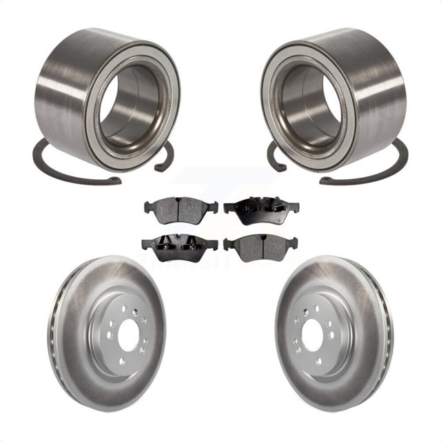 Transit Auto Front Wheel Bearing Coated Disc Brake Rotors and Semi-Metallic Pads Kit for Car 2010-2011 Mercedes-Benz ML450 KBB-101475