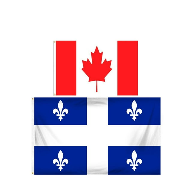 Canada Ensemble de Drapeaux du et du Québec (Lot de 2) (3 par 5 Pieds)