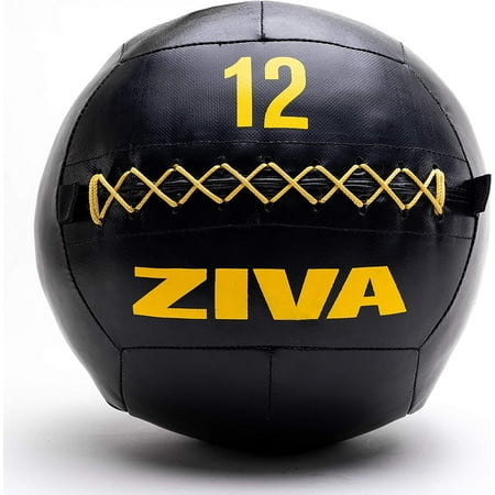 UPC: 4895202573195 | ZIVA Wall Ball Commercial Grade Hard-Wearing PVC Outer Skin Heavy-Duty Fiber Core Weighted with Sand | Soft Medicine Exercise Ball for Slamming Throwing Catching – 12 lb. 13.7 Diameter