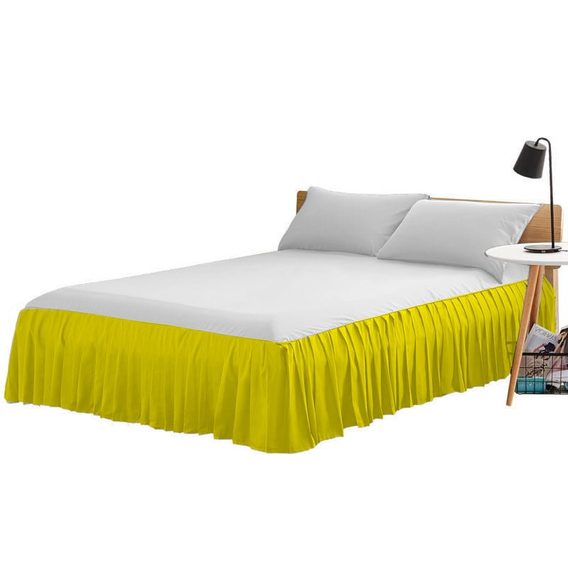 100 Egyptian Cotton 1 PCs Ruffled BedSkirt 18 inches (Yellow,Twin