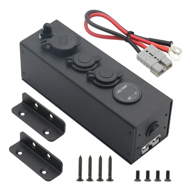 Sidaley Caja de alimentación multifunción ABS 12/24V, interruptor de cargador, cargador de batería, caja de alimentación multifunción Accesorios para vehículos recreativos