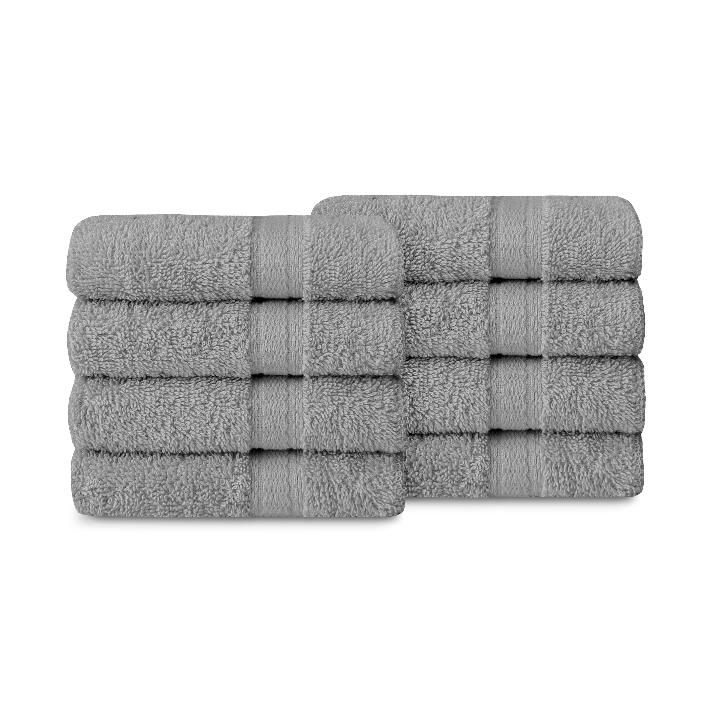 Mainstays Basics 8pk Washcloth Set, Charcoal, 100% Cotton, 12x12