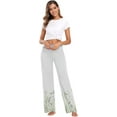 thumbnail image 6 of FREEAMG Women Pajama Pants Lounge Pants Long Stretch Comfy Sleepwear Tropical Leaves Butterflies Flower, 6 of 7