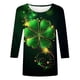 thumbnail image 4 of RKSTN 3/4 Length Sleeve Womens Tops Oversized Crewneck St Patricks Day Lucky Shamrocks Graphic Print T Shirt Womens Casual Plus Size Round Neck Loose Irish Festivities Three Quarter Sleeve Shirt, 4 of 6