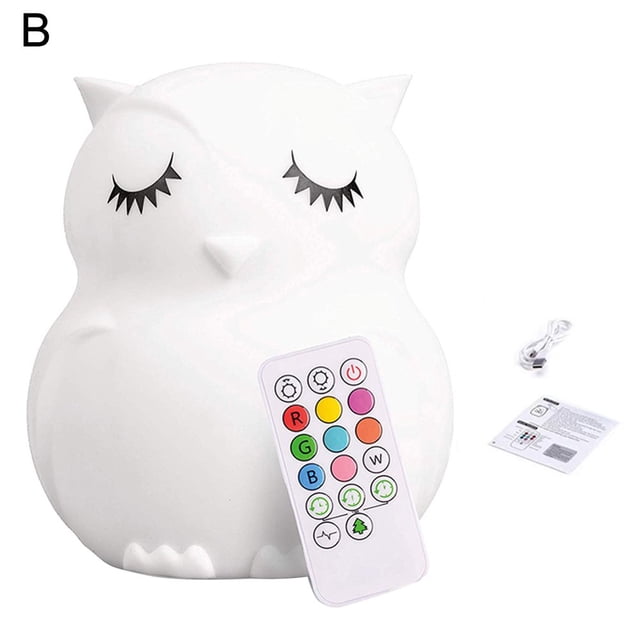 Bear Owl Shape LED Nursery Night Light Kids Baby Silicone Pat Color Change Lamp