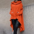 thumbnail image 2 of WTOBBY Women's Loose Comfortable High Neck Long Sleeve Solid Color Long Hoodie Top, Casual Oversized Pullover Sweatshirt for Everyday,Saffron 2XL, 2 of 5