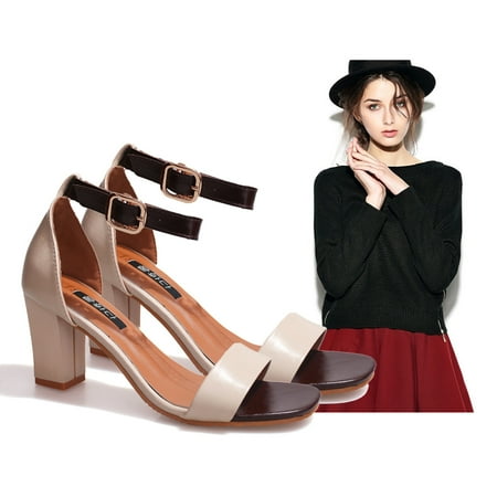 

Hueook Nude Heels For Women Women S Fashion Casual Closed Toe Platforms Wedges Pumps Slip On High Heel Shoes Tan Heels