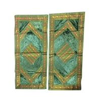 Mogul Indian Ethnic Pillow Cover Vintage Sari Border Decorative Green Bohemian Bed Pillow Sham 40x20