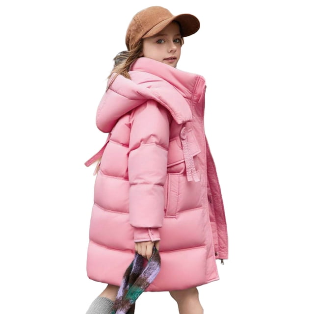 Birdeem Children's Outdoor Hooded Jacket, Solid Color Daily Cold-Proof Wind Protection, Adults Warm Jacket