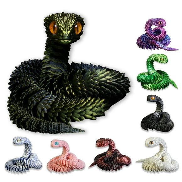 Cheers 3D Printed Snake Figurine Movable Joints Snake Figure Articulated Animal Model Toy Home Office Bookshelf Desktop Decoration Ornament
