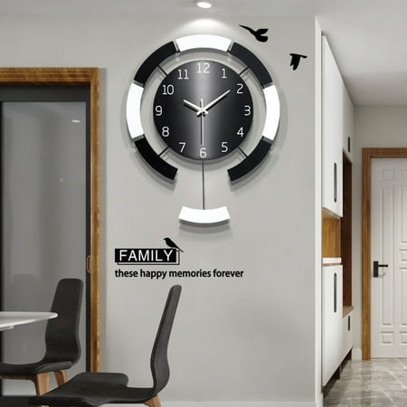 Homoyoyo Black Wood Wall Clock Decorative Hanging Clock for Living Room Bedroom Office Home Decor