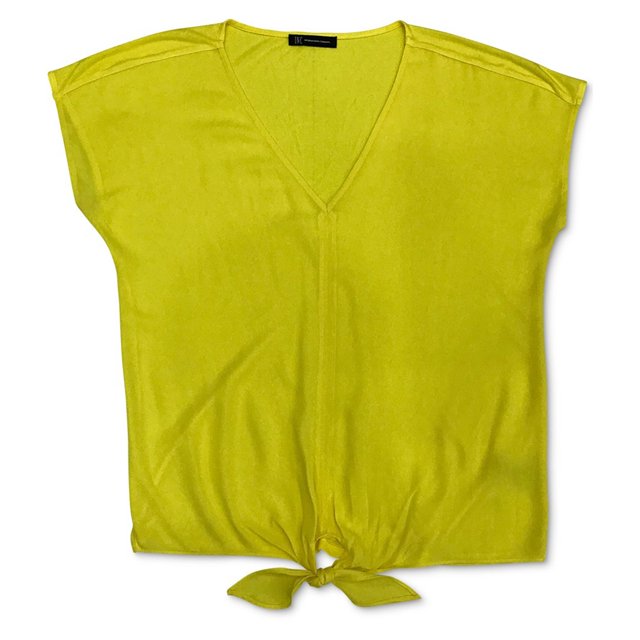I-N-C Womens Tie Front Pullover Blouse darkyellow M